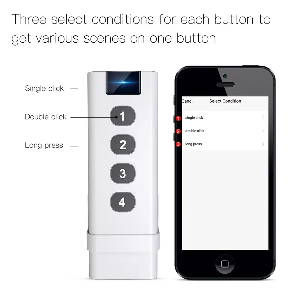 Tuya Smart Home ZigBee Remote Control 4-Channel Universal Scene Switch with 4 Buttons for Smart Life Devices