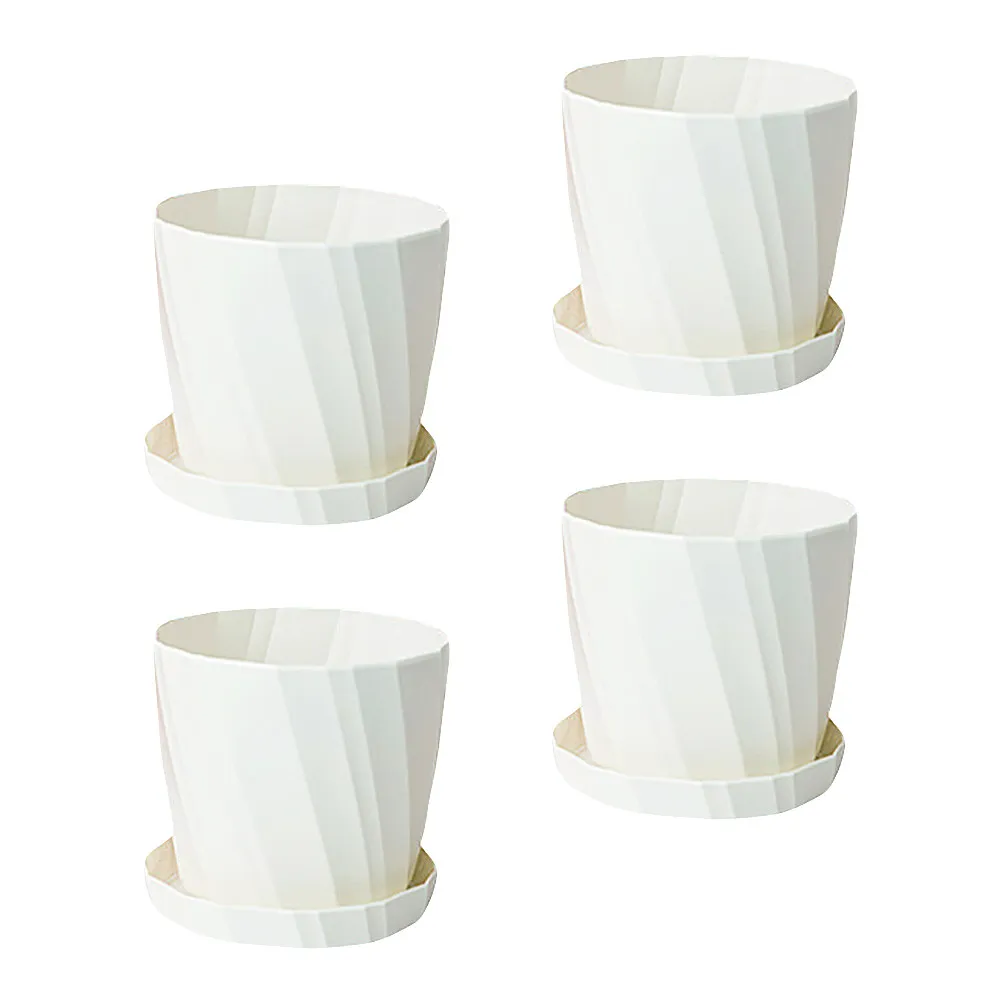 4pcs Simple Plastic Succulent Pots Set – Durable Indoor & Outdoor Flower Planters for Home Garden Decoration