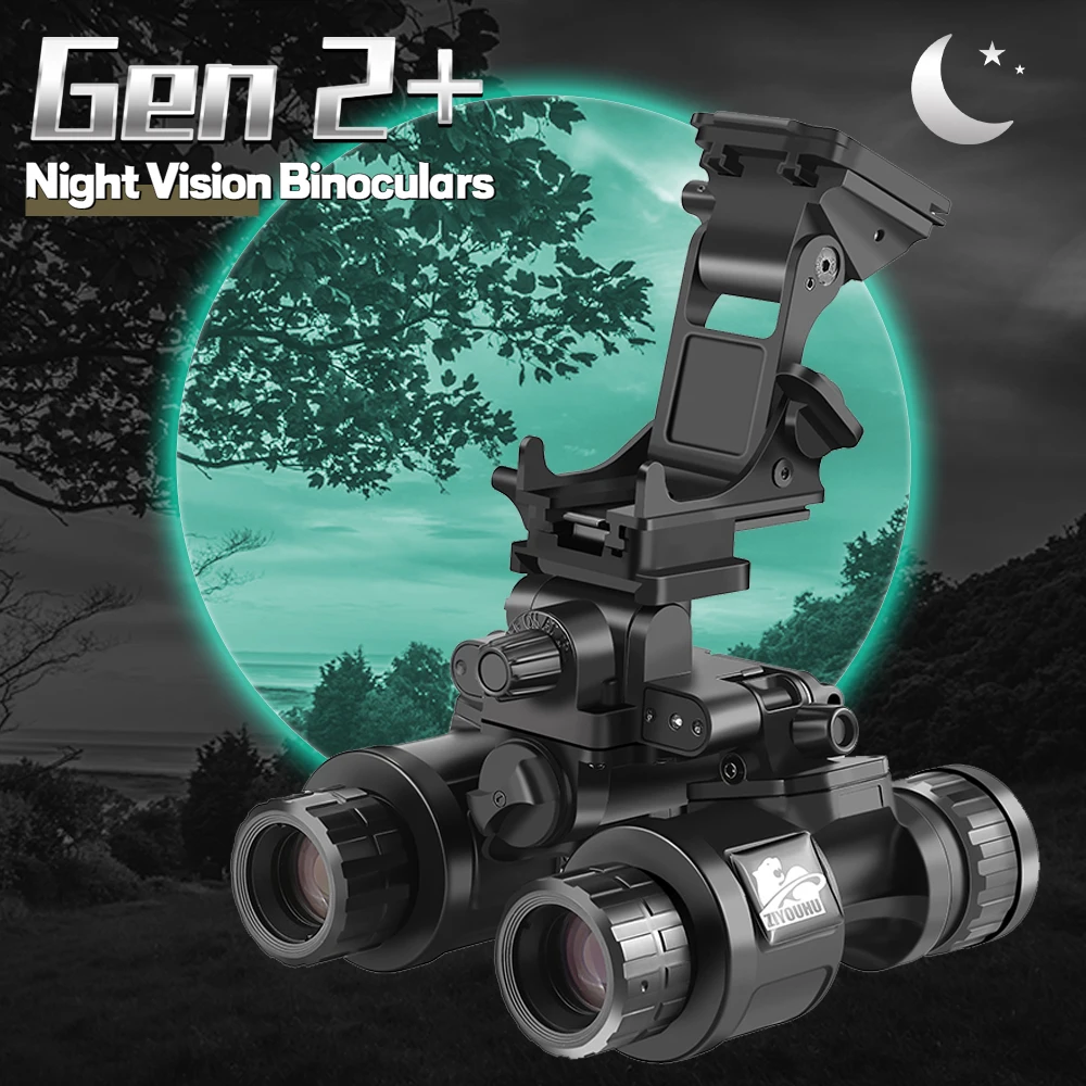 ZIYOUHU Gen2+ Low Light Night Vision Goggles IR Head Mounted Binocular White Image Intensifier Tube for Darkness Patrol