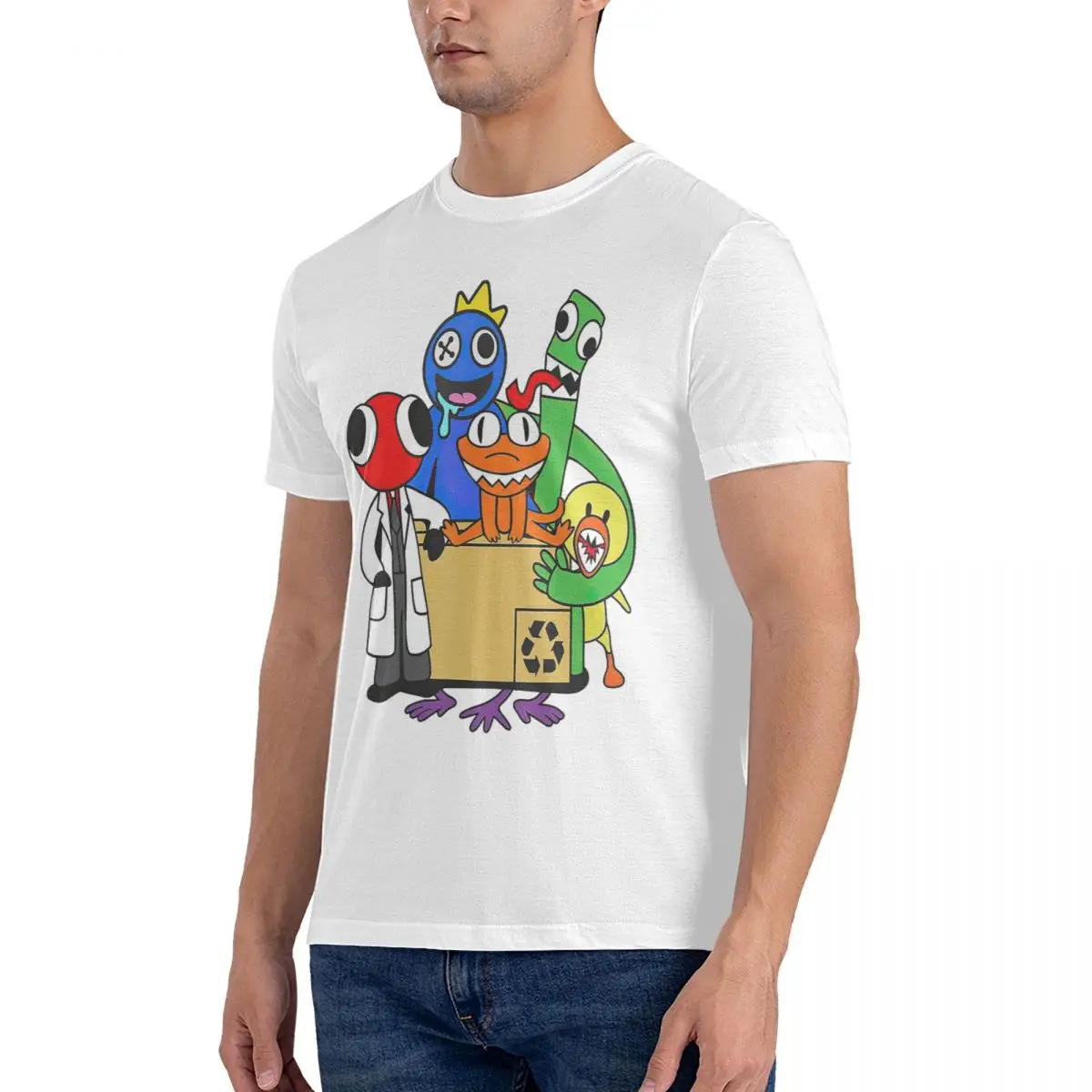 تي شيرت للرجال بألوان قوس قزح ، تي شيرتات كبيرة الحجم ، أكمام قصيرة ، رقبة مستديرة ، ملابس صيفية ، قمصان علوي ، من من من من قطعة واحدة