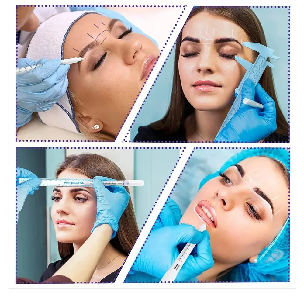 10Pcs Einweg Sterilisiert Paket Mit Lineal Medizinische Chirurgie Permanent Make-Up Körper Tattoo Piercing Scribe Haut Marker Stift – Detail 7