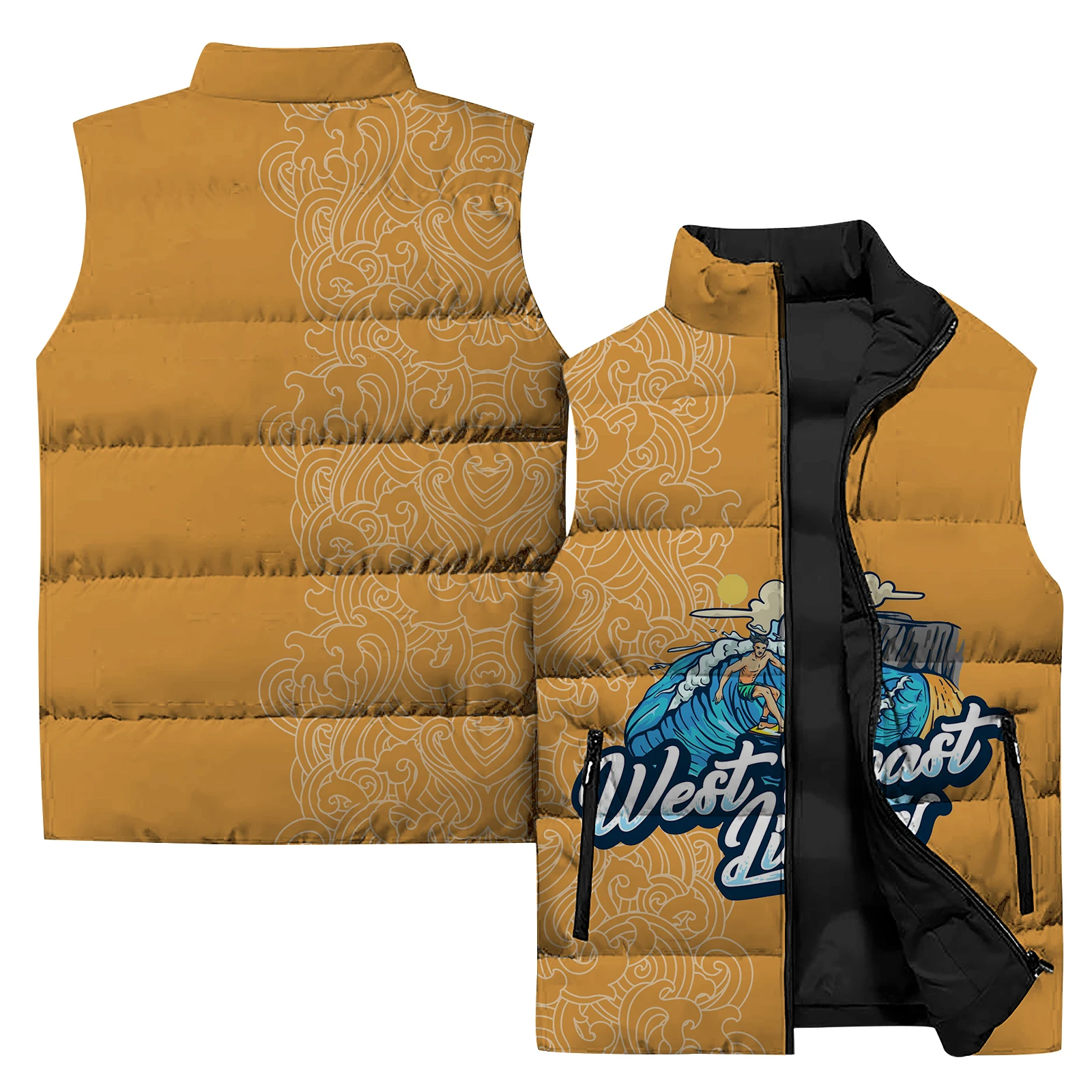 Trendy Herenvest Comfortabel En Warm Casual En Veelzijdig 3d Digitaal Printvesten Voor Heren Winterjassen Kleding Cool