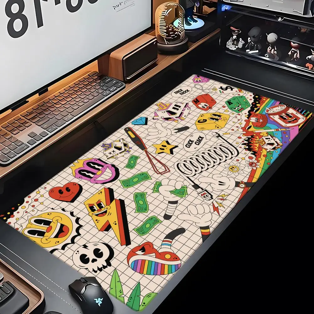 cartoon keyboard abstract art Mouse Pad Large Computer Gaming Accessories 1000x500mm Desk Mats Carpet Anti-slip Laptop Soft Mice