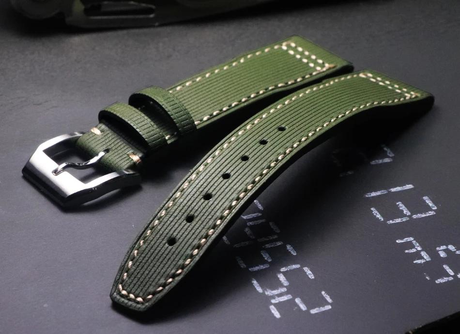 20 21 22 mm Handmade Green Wrist Band First-Rate Cowhide Leather Watchband Bracelet Men Replacement Straps GENUINE LEATHER Belt