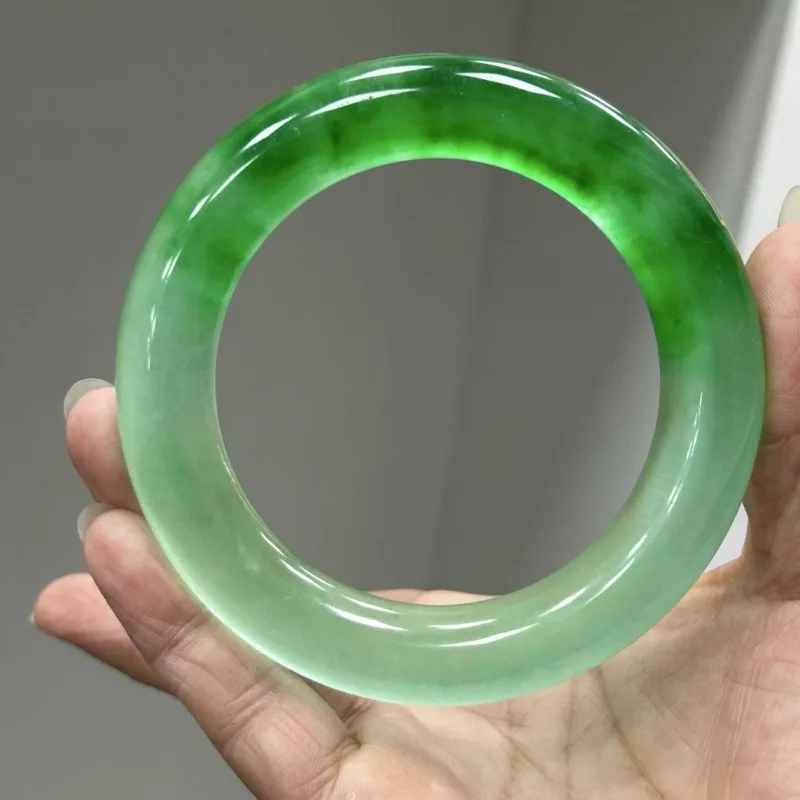 Natural High Ice Green Floating Flower Quartzite Jade Bracelet