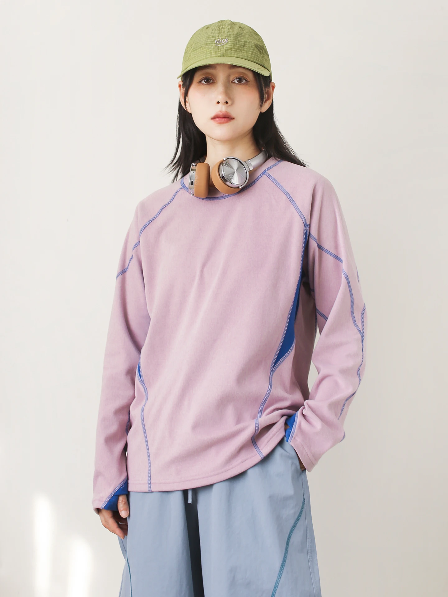 

Повседневная женская футболка с длинным рукавом из тонкого флиса, свободного кроя, базовый слой, с цветными вставками, приятная к коже, дышащая, из полиэстера