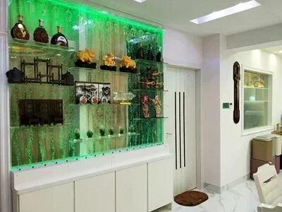 Water curtain wall wine cabinet screen living room fish tank running water acrylic bubble humidification wall can be customized