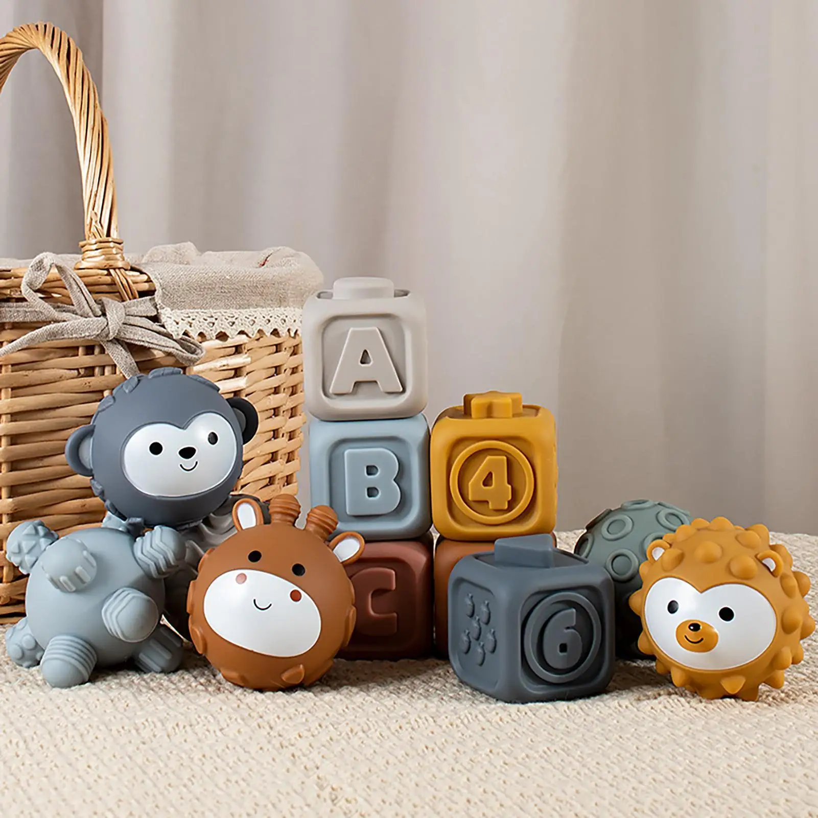Toddler Sensory Toys Textured Squeeze Ball Set Animal Shapes Multi Sensory Exploration for Kids Early Learning Development
