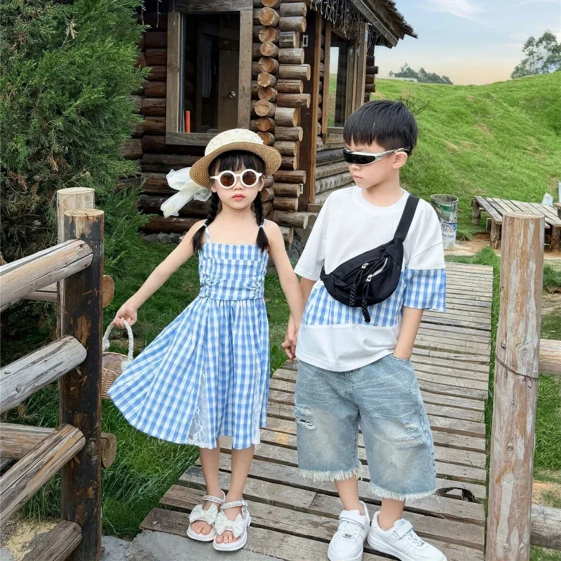 Korean Sister Brother Clothes Coat Dad Son Tee Shirt Mother Daughter Holiday Dress Family Vacation Matching Outfits for Couples
