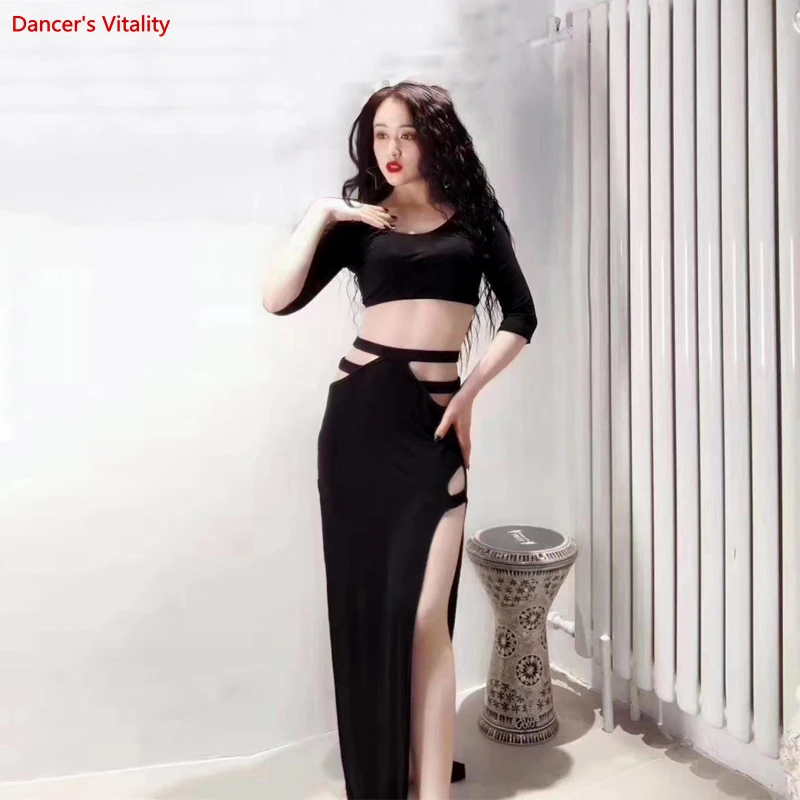 Ropa de danza del vientre para mujer y adulto, Top elegante de práctica, traje de falda larga de competición Sexy profesional, novedad
