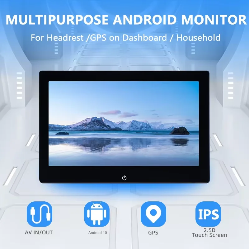 شاشة LCD خارجية 10.1 بوصة تعمل بنظام أندرويد ومسند رأس 10.1 بوصة وشاشة أندرويد للمقعد الخلفي وشاشة مسند رأس خارجية للترفيه