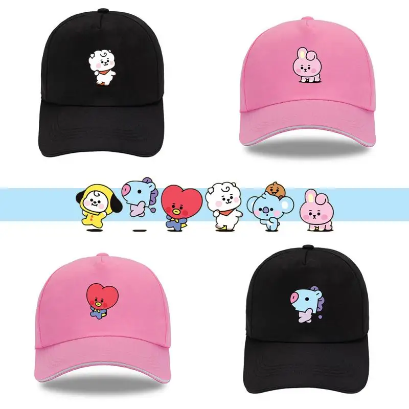 Anime Cartoon Bt21 Peaked Cap Summer Fashion Simple Student Cute Baseball Cap Outdoor Sun Hat Gift for Friends