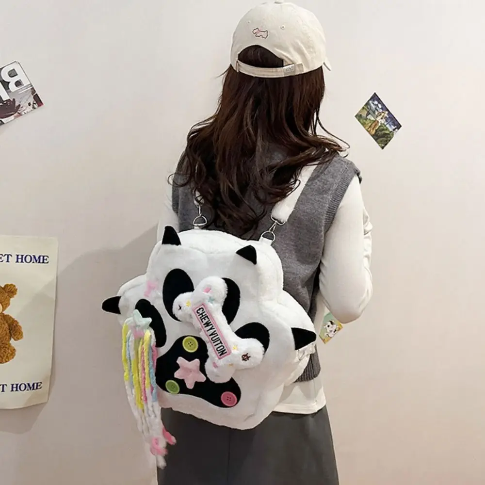 Großer Kapazitäts-Katzenpfoten-Plüsch-Rucksack, Cartoon, multifunktionaler Katzenpfoten-Knochen-Plüsch-Rucksack im japanischen Stil