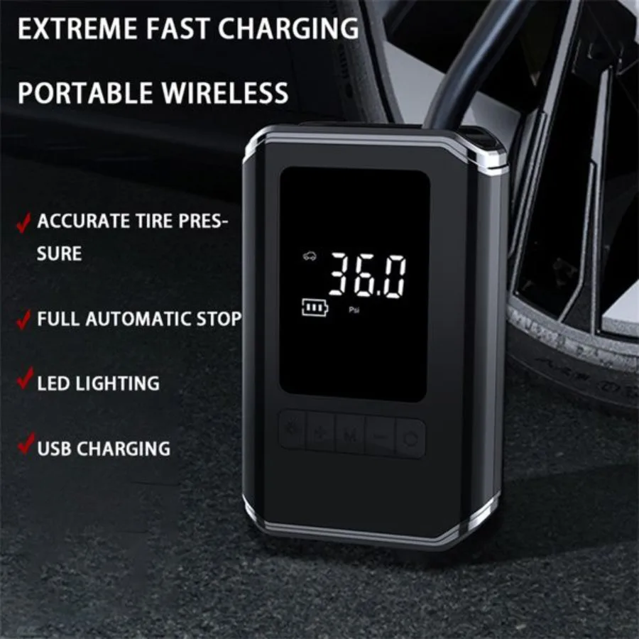 

Mini Tire Inflator Tire Car Air Compressor LED Digital Display Air Compressor LED Lighting Can Be Used As A Power Bank: Use A 4