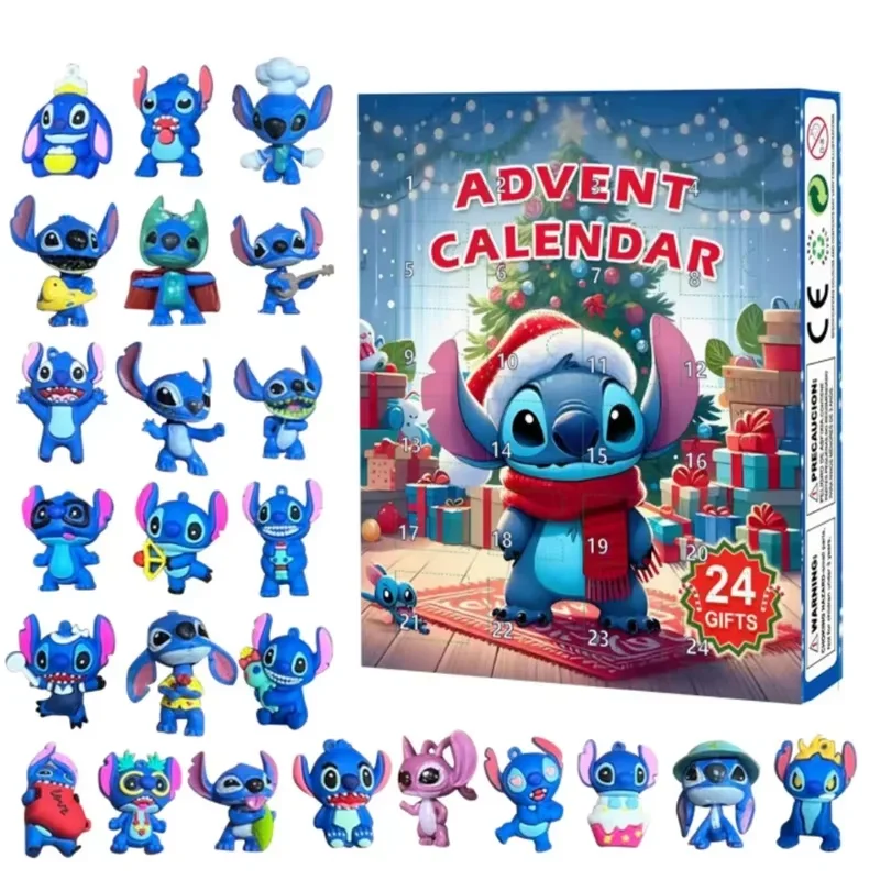 2025 Stitch Advent Calendar Box Lilo Stitch Blind Box 24 Day Model Anime Figure Countdown Calendar Ornament Christmas Gifts