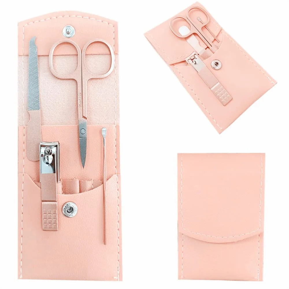 Professional Women's 4-Piece Stainless Steel Nail Care Set with Travel Case