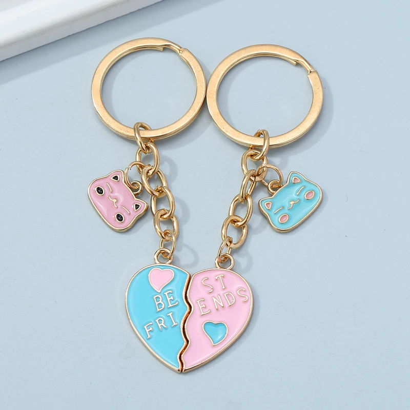 1Pair Couple Keychain Heart Animal Key Rings Lovers For Friend Birthday Gift  Valentine's Day Souvenirs