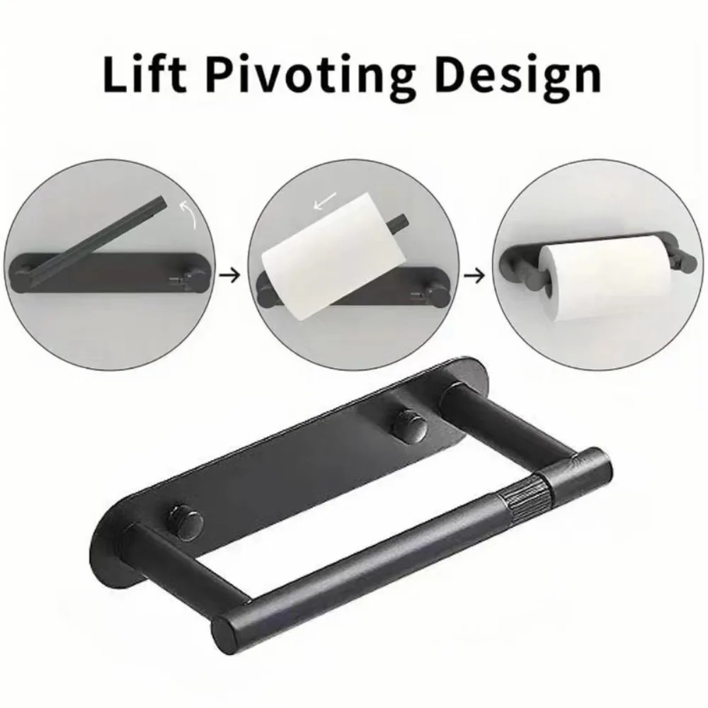 304 Stainless Steel Self Adhesive Toilet Paper Holder No Punch Rotatable Wall Mount Roll Paper Dispenser with Screw Option