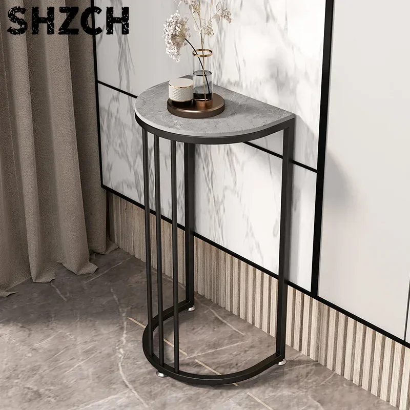 Multi-functional Living Room Side Table Porch Half Round Flower Rack Indoor Perfect for Elevating Home Decor and Plant Display