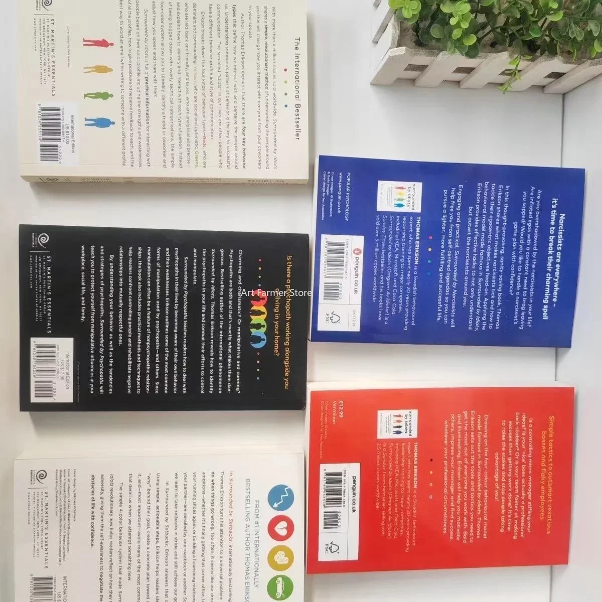 Set de 5 libros de Thomas eridson, libro en inglés, de psicopaths, de Bad Heads, de narcisists