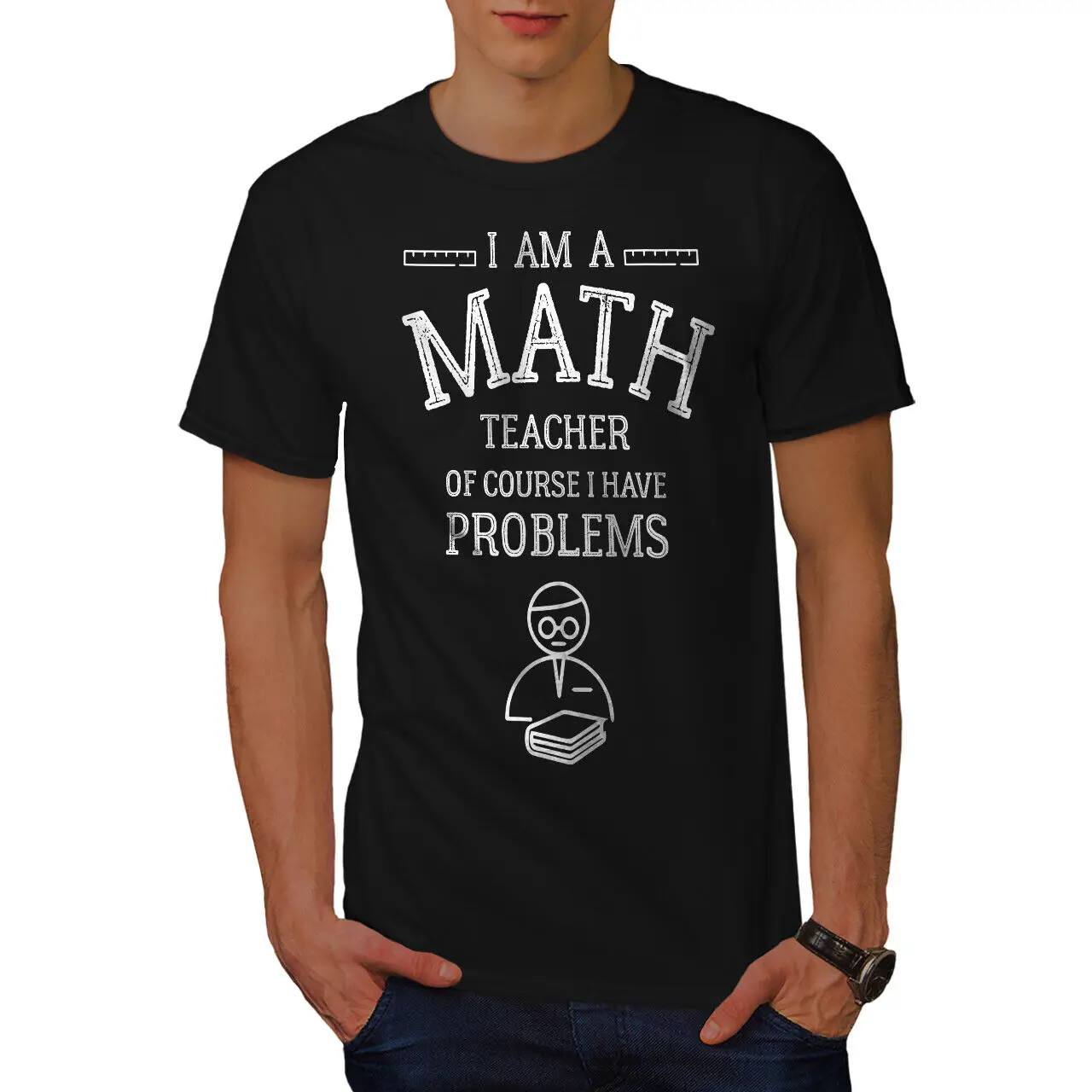 Math Teacher Job Funny Text Mens T-shirt