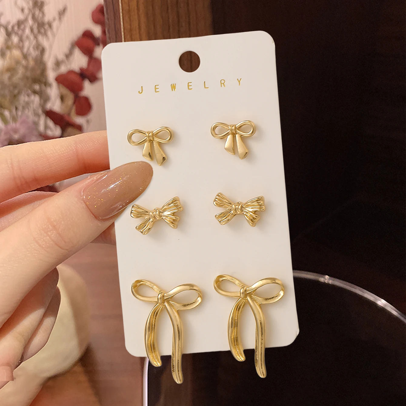 Elegant Bow Stud Earrings Exquisite Versatile Daily Wear Earring Set Women's Daily Dating Party Weddings Wear Jewelry