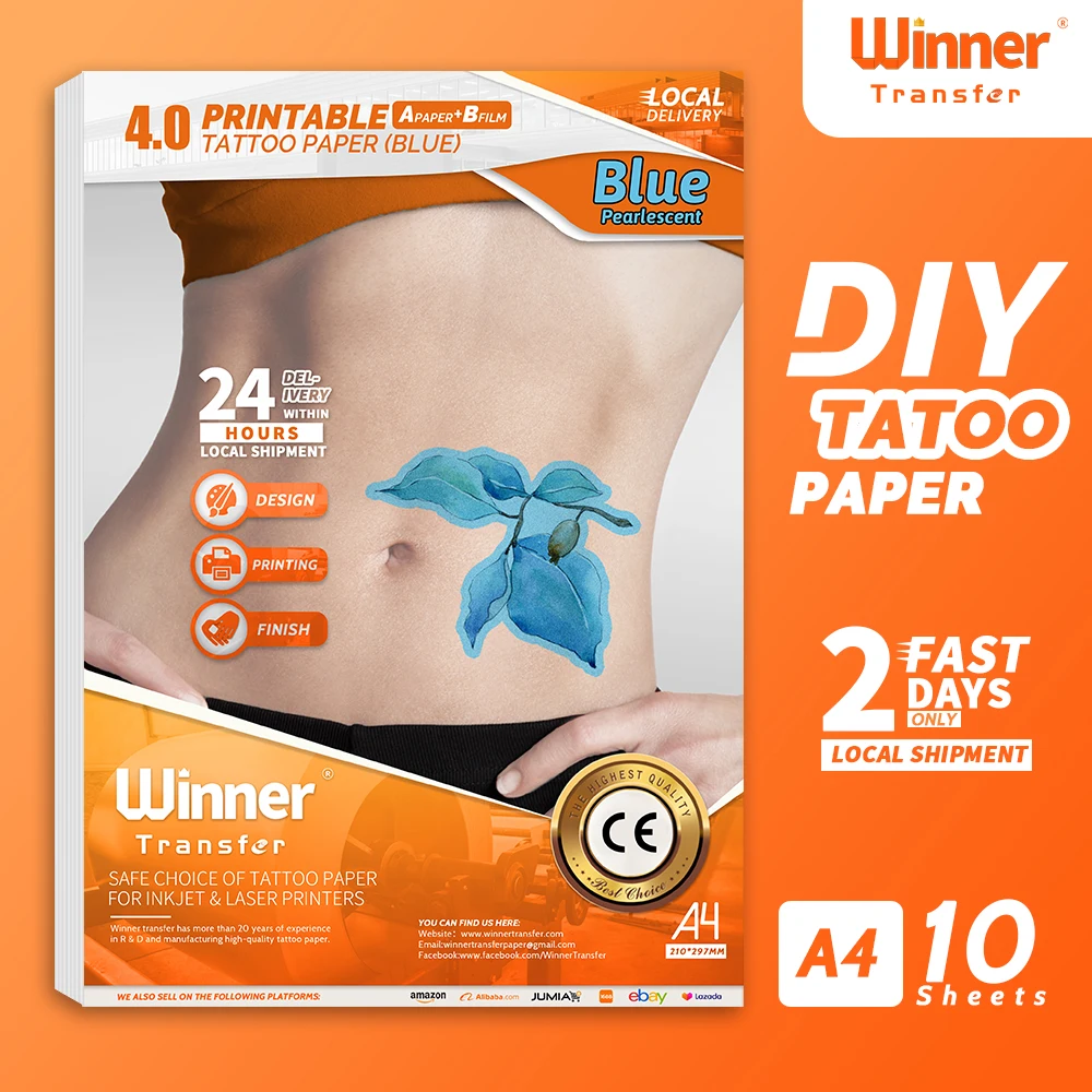 

WinnerTransfer -50%Printable Temporary Tattoos Transfer Tattoo Paper Blue Skin Tattoo Print Paper for Inkjet or Laser Printer