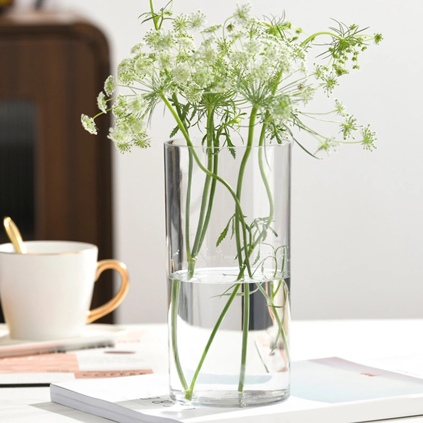 

2Pcs Round Cylinder Flower Vase Decorative Vase for Home Bedroom Table Centerpiece Flower Arrangement