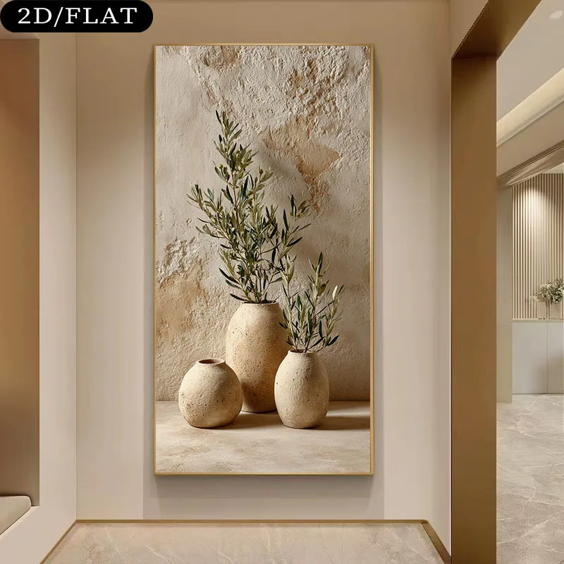 

2D/Flat Large Modern Olive Branches Canvas Wall Art - Frameless Mediterranean Olive Tree Canvas Prints for Living Room Decortion