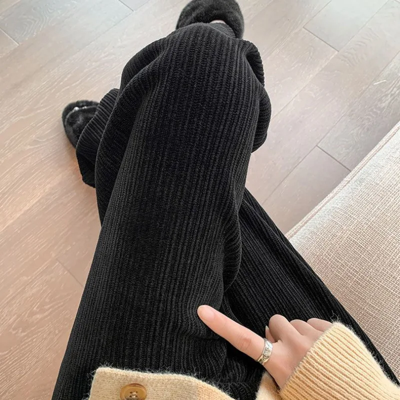 بنطال ذو قصة أرجل واسعة جيب بسحاب ملابس منزلية شتوية منقوشة من الصوف ملابس منزلية مرنة وظيفية وبطانة لطيفة مريحة متدفقة صالة مضلعة OL