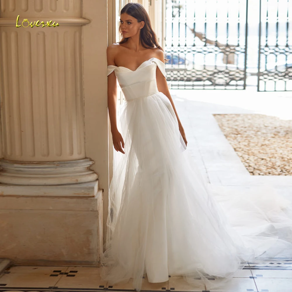 

Loverxu Русалка Сексуальные атласные свадебные платья Милая с открытыми плечами Vestido De Novia Свадебное платье со съемным шлейфом на заказ