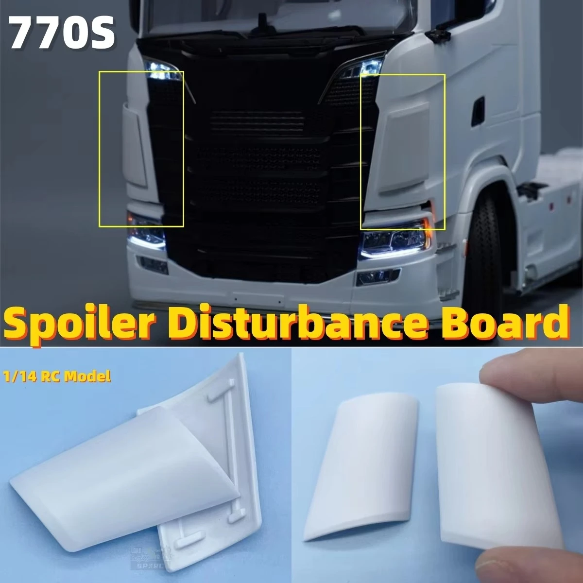770S ABS Plastic Front Spoiler Side Air Hood Model  for 1/14 Tamiya RC SCANIA 770S 6×4 56368 Dump Truck Tipper Trailer Toy Parts