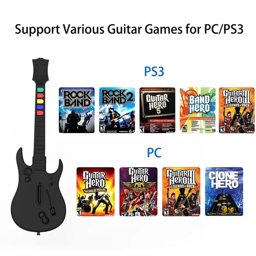 Imagen 2 del producto DOYO 2,4G controlador inalámbrico de guitarra Hero para PC PS3 Compatible con juegos de banda de Rock Clone Hero consola de Joystick remoto
