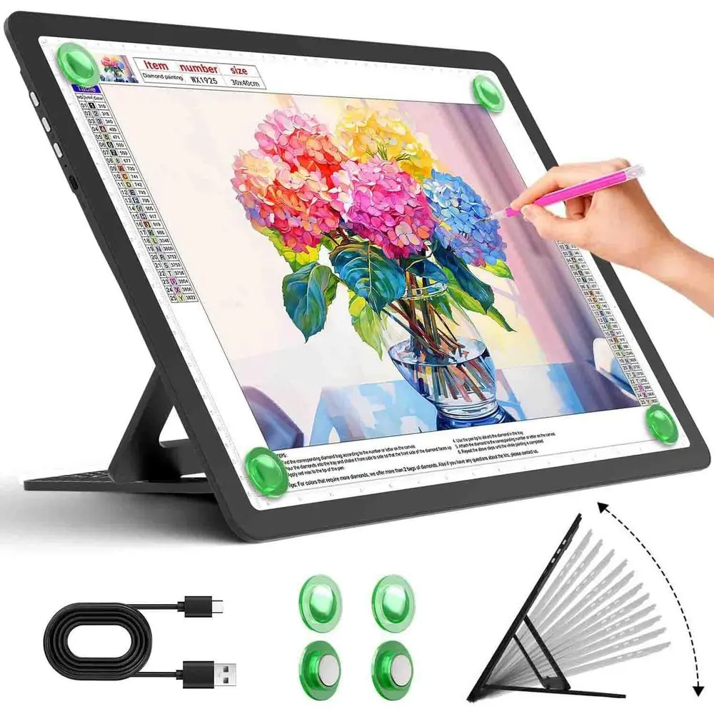 

Rechargeable A3 Light Board with Built-in Stand,Super Bright Magnetic Light Box or Tracing,WirelLight Pad or Diamond Painting,Si