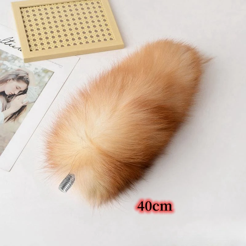 Sexy Fluffy Real Fur Crystal Fox Tails with Separable Alloy Threaded Butt Plug for Couple Erotic Cosplay Flirting Sex Toys