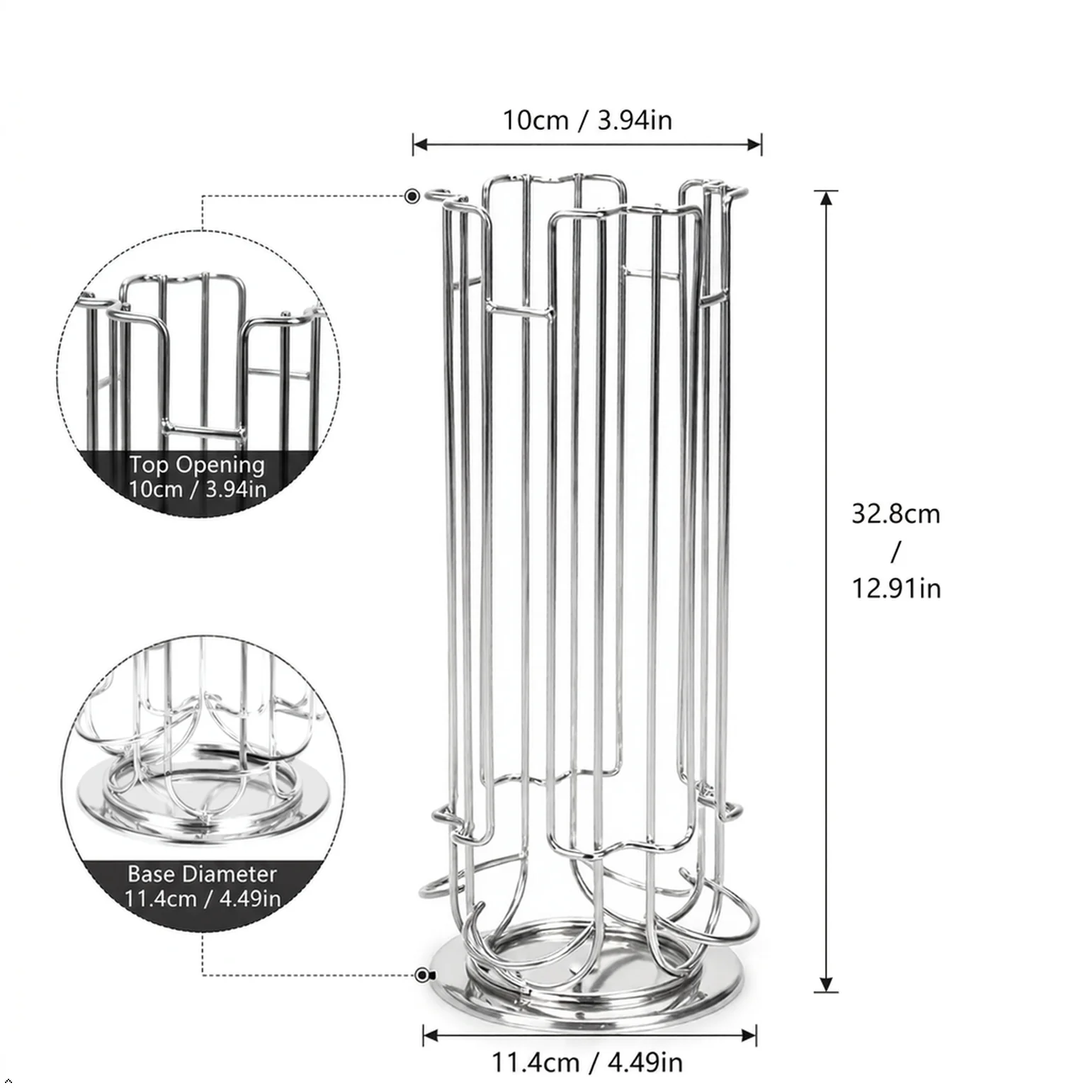 360° Carousel Coffee Pod Holder Compatible with Dolce Gusto Capsules, 24/32 Pods Capacity, Rotating Display Metal Wire Rack