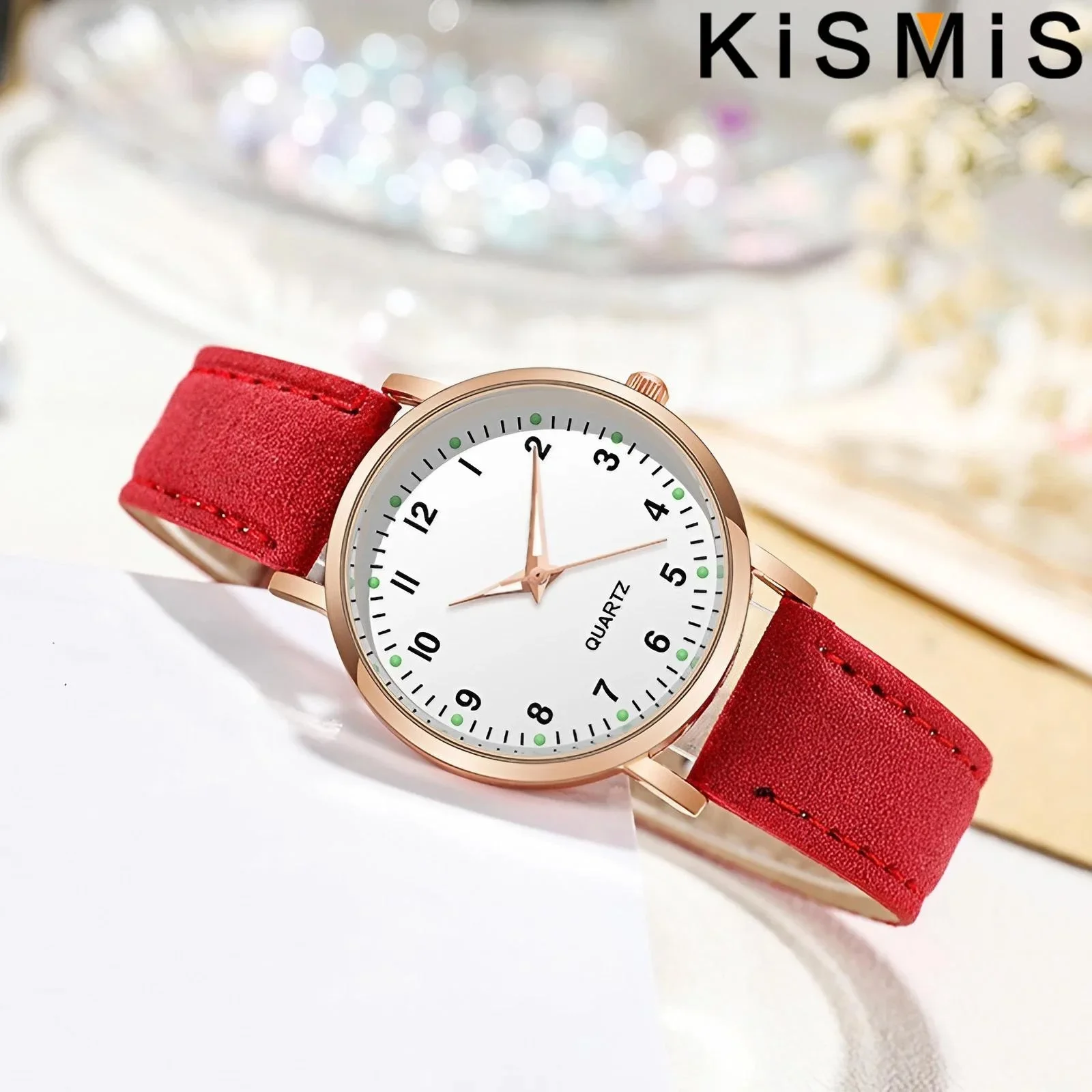 ساعة كاجوال بمؤشر دائري كوارتز ساعة يد تناظرية مضيئة بحزام من جلد البولي يوريثان للنساء والفتيات والطلاب #4