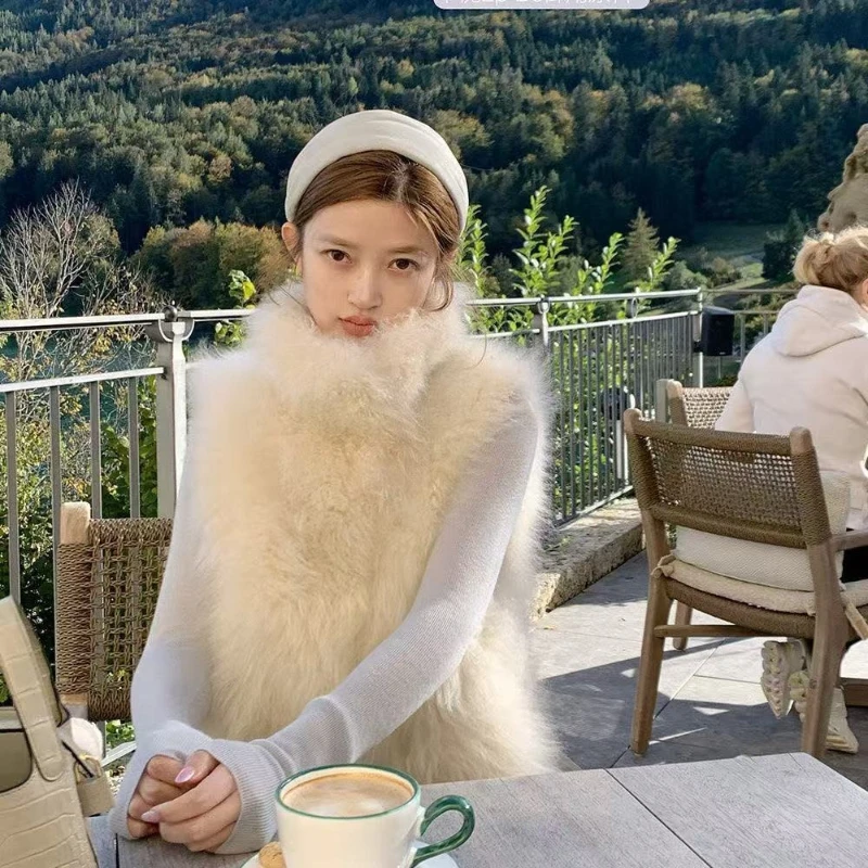 

Women's Loose Fit Faux Fur Vest 3D Stereoscopic Shoulder Drop Cardigan Eco Fake Suede Jacket No Height Limit Versatile Outerwear