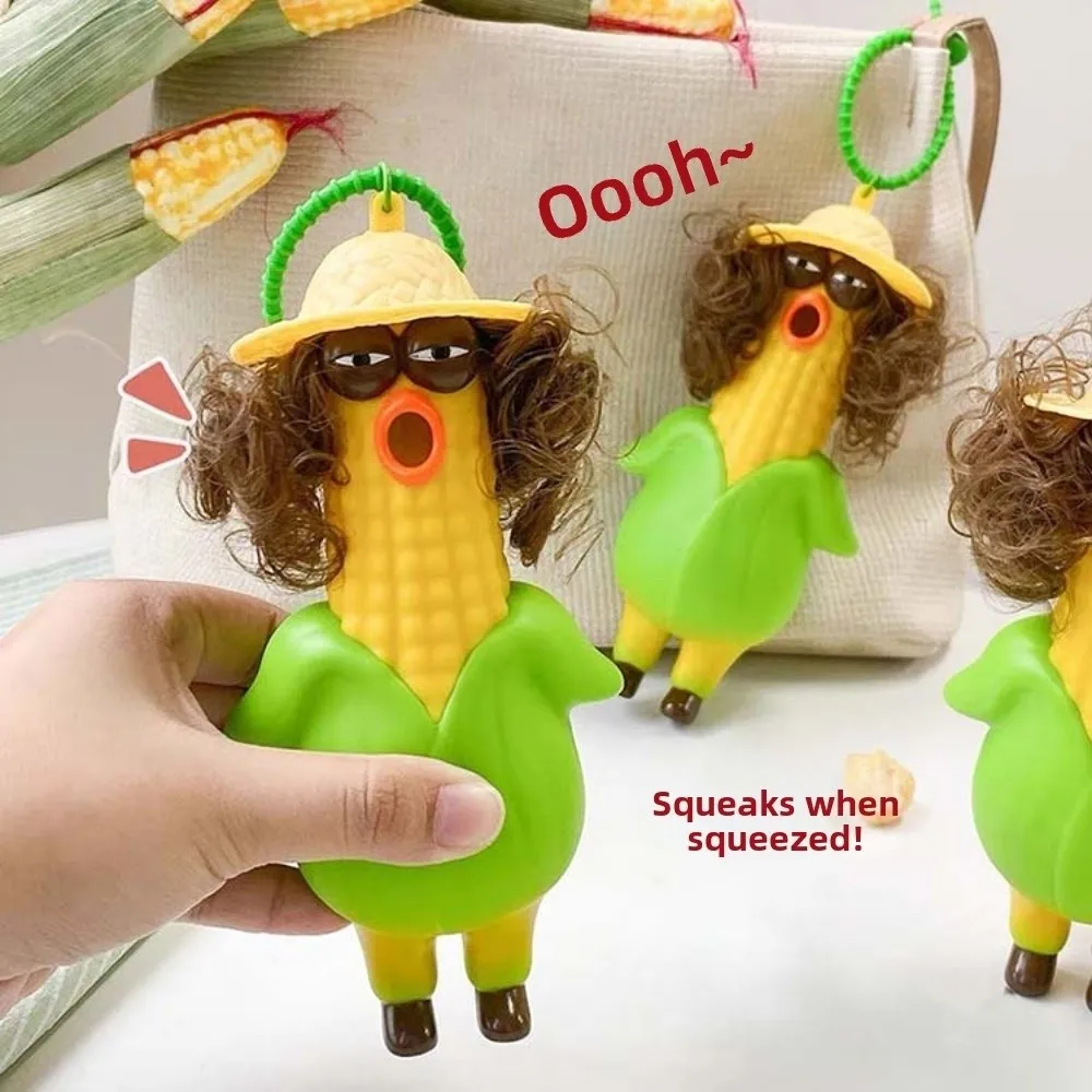 Novelty Gadget PVC Screaming Chicken Shrill Flexible Squishy Pendant Quirky Portable Corn Key Chain Teens
