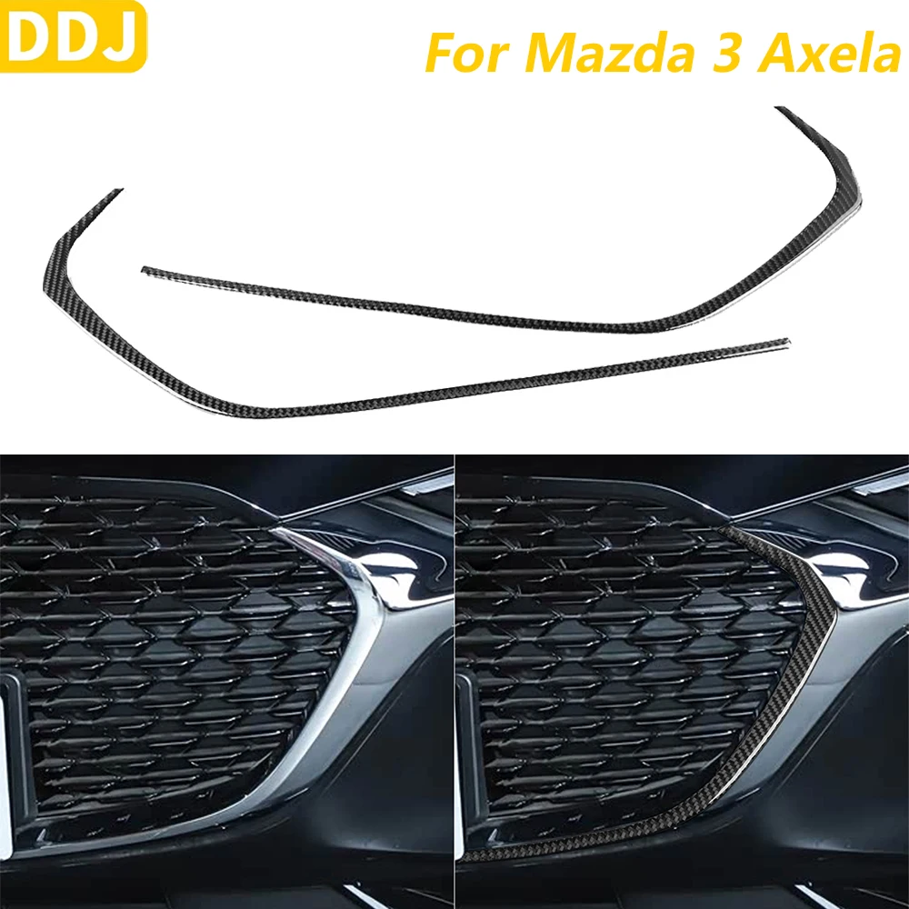 

Real Soft Carbon Fiber Front Bumper Grille Air Intake Frame Panel Trim Strips For Mazda 3 Axela 2019-2026 Interior Accessories
