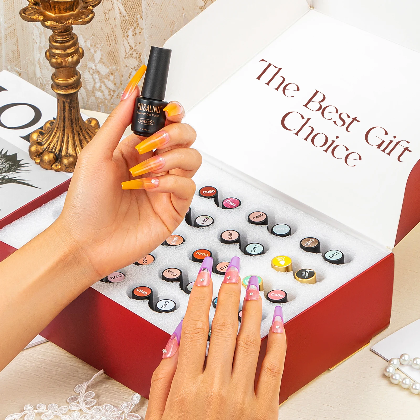 Colla per unghie ROSALIND 38 pz/set smalto gel duraturo smalto per unghie topcoat agente lucidante set lampada UV set per unghie fai da te