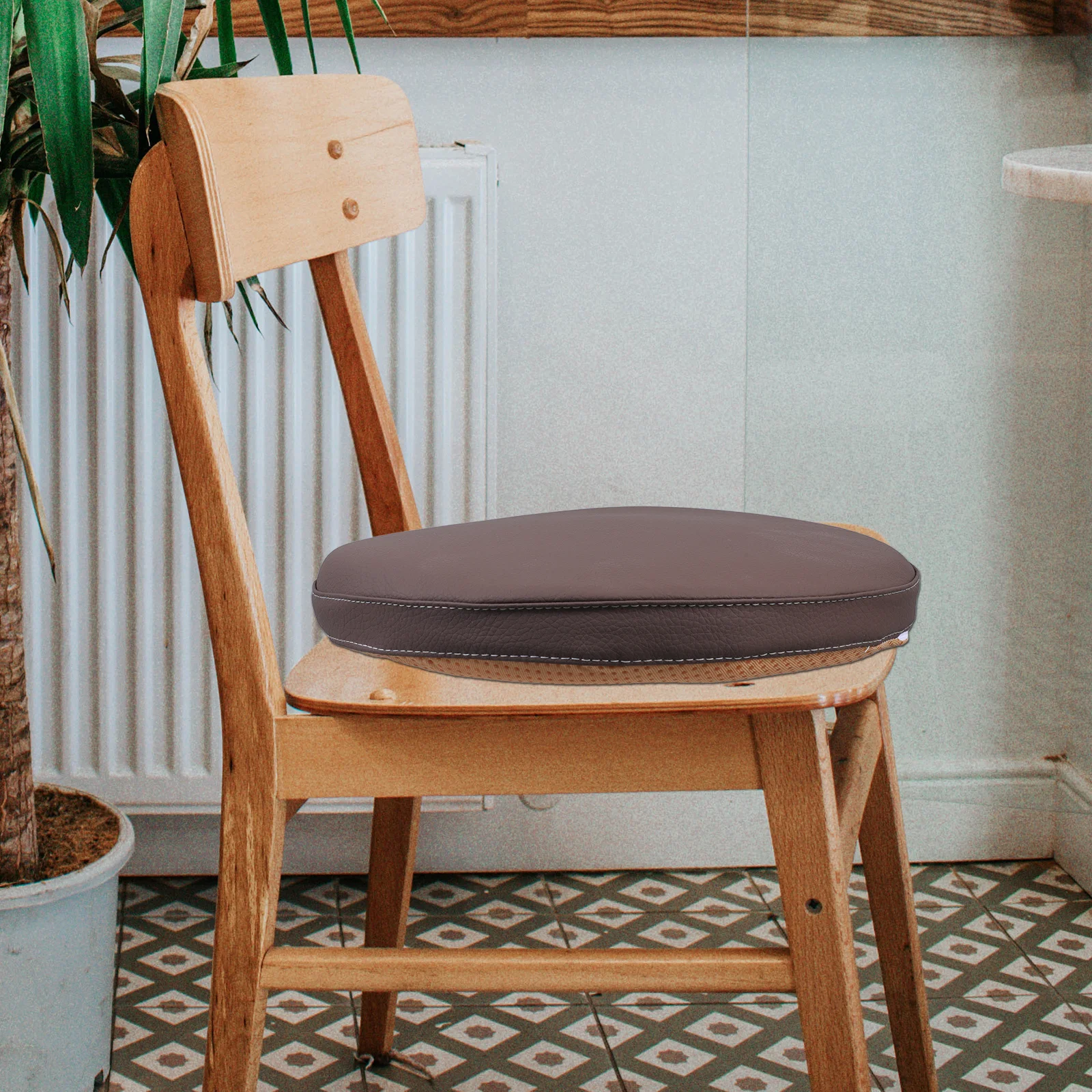 

Round Chair Cushion Foam Seat Cushion Pad Removable Cover Non-Slip Backing White For Dining Kitchen Office Stool Tatami