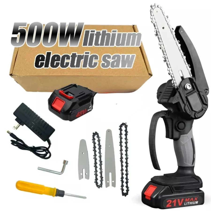 Mini 4-inch 6-inch electric chain saw Portable rechargeable electric saw Logging saw Household small handheld lithium electric