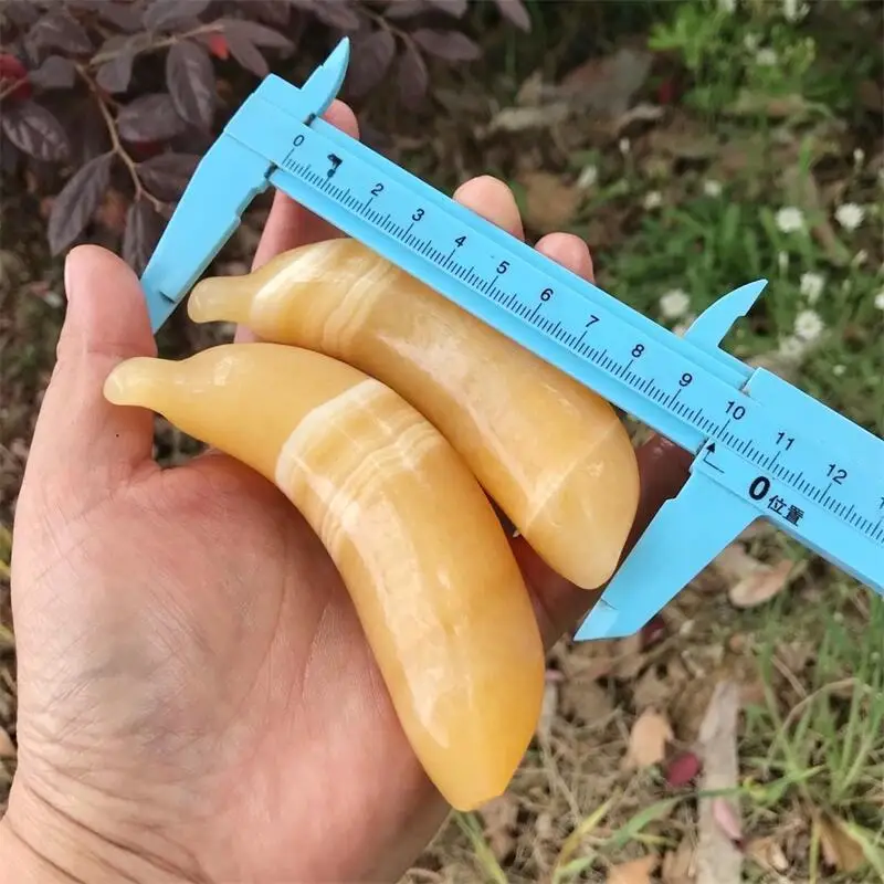 Natural Yellow Calcite Banana Carving Fruit Crafts For Home Decoration Or As A Christmas Gifts 1pcs