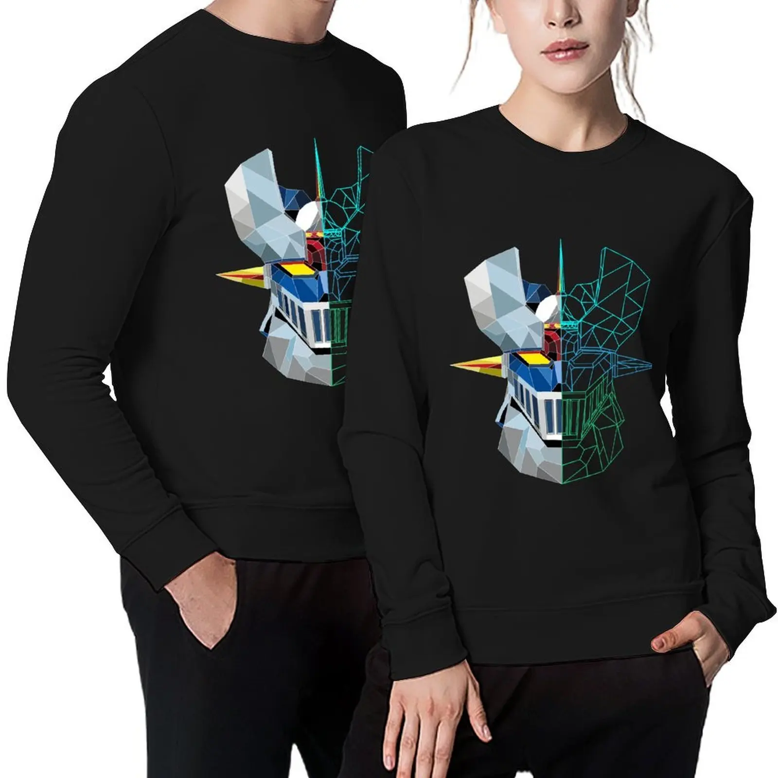 

Mazinge Z Linear low poly Pullover tracksuit men's autumn clothes mens clothing men's sweat-shirt anime sweatshirt