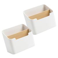 2 Pcs Pen Holder Storage Box Desk ganizer White Plastic Multifunctional Office Supplies Remote Control Case Pencil Cup Container