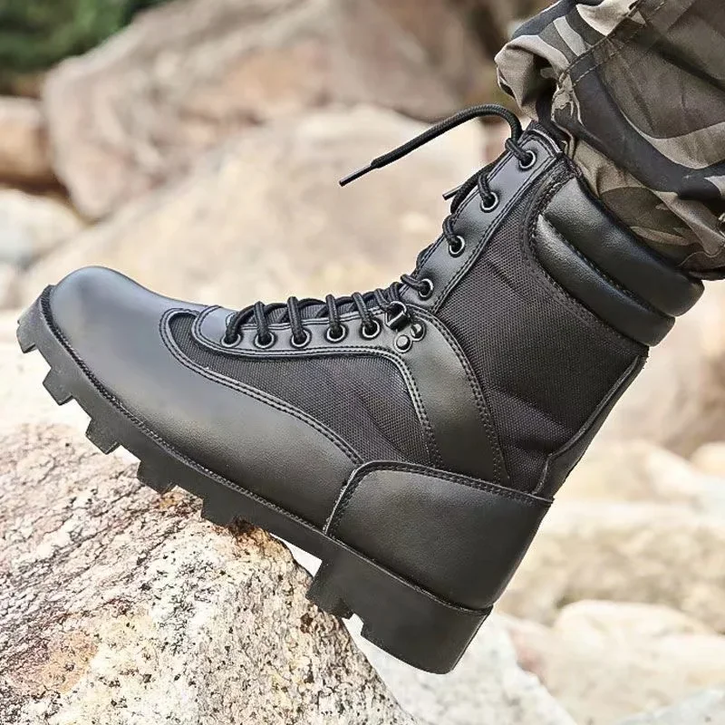 Leather Man Tactical Boots Sport Hiking Shoes Outdoor Ankle Desert Combat Boots Work Safety Shoes Botas Hombre