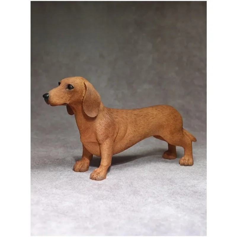 1/6 Scale Standing Posture Dachshund Simulated Resin Dog Animal Model for 12-inch Soldier Toy Figures Collection Accessories