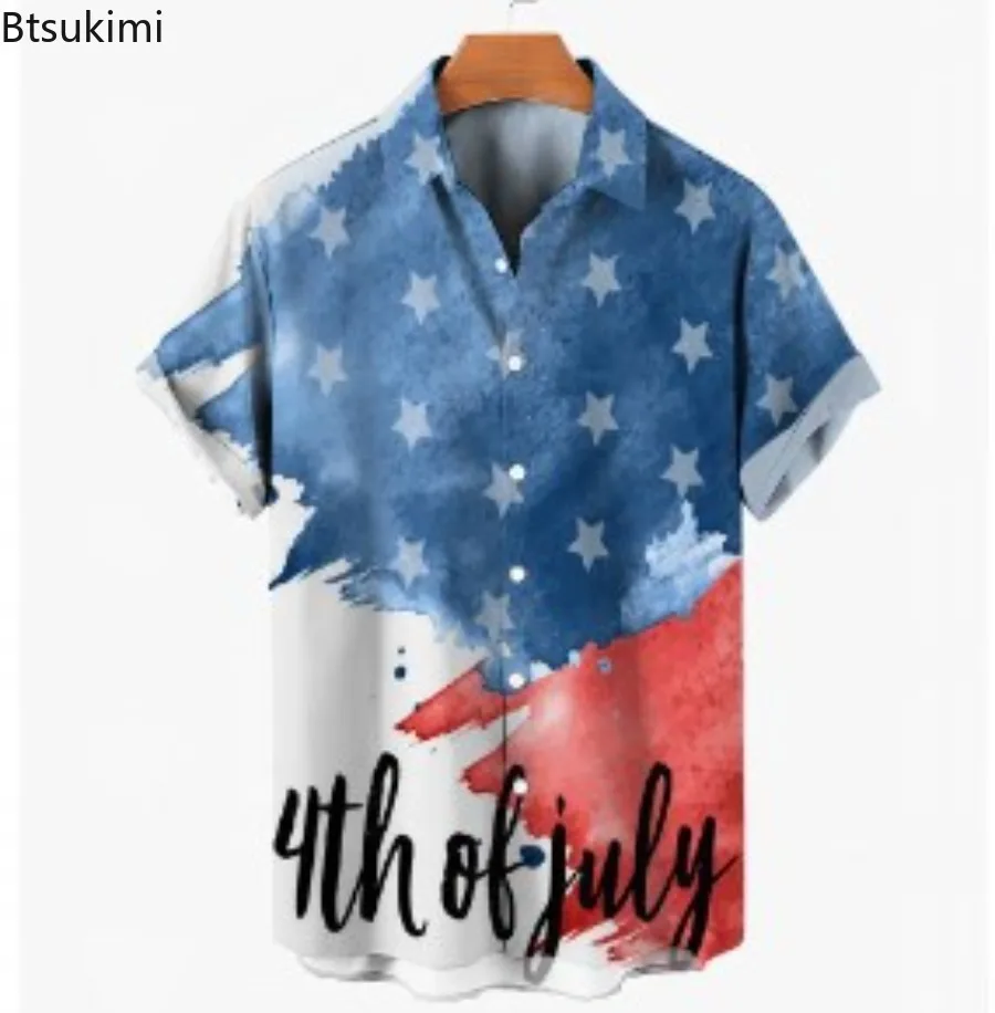 New Men's Summer Shirts Fashion 3D Print Pattern Lapel Short Sleeve Vintage Tops 2025 Casual Street Men Clothing Hawaiian Shirts
