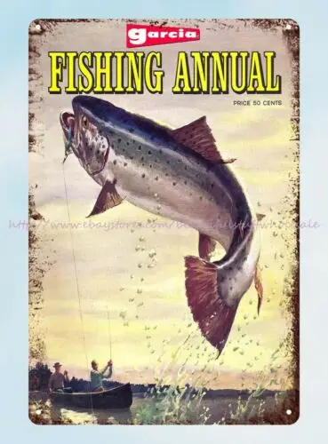 1966 Garcia Annual Fishing Guide Catalog tin sign garden reproductions